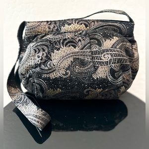 Stuart Weitzman Vintage Black Paisley Print Leather Purse
